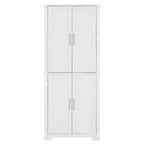 Armoire de rangement de salle de bain en MDF de 67 po de hauteur avec 4 portes et étagères réglables - 28 X 67