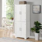 Armoire de rangement de salle de bain en MDF de 67 po de hauteur avec 4 portes et étagères réglables - 28 X 67