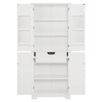 Armoire de rangement de salle de bain en MDF de 67 po de hauteur avec 4 portes et étagères réglables - 28 X 67