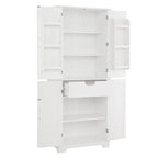 Armoire de rangement de salle de bain en MDF de 67 po de hauteur avec 4 portes et étagères réglables - 28 X 67