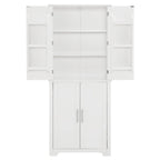 Armoire de rangement de salle de bain en MDF de 67 po de hauteur avec 4 portes et étagères réglables - 28 X 67
