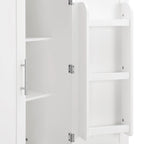Armoire de rangement de salle de bain en MDF de 67 po de hauteur avec 4 portes et étagères réglables - 28 X 67