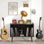 Meuble tourne-disque avec prise électrique et ports USB, table de rangement pour disques vinyles, étagère de présentation pour vinyles