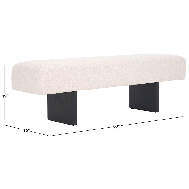 Banc rembourré en bouclette de 152 cm – Assise moderne pour entrée et chambre
