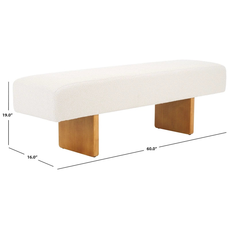 Banc rembourré en bouclette de 152 cm – Assise moderne pour entrée et chambre