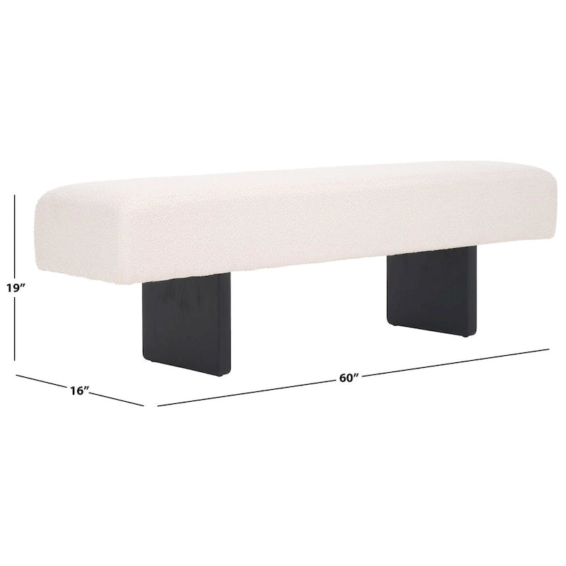 Banc rembourré en bouclette de 152 cm – Assise moderne pour entrée et chambre