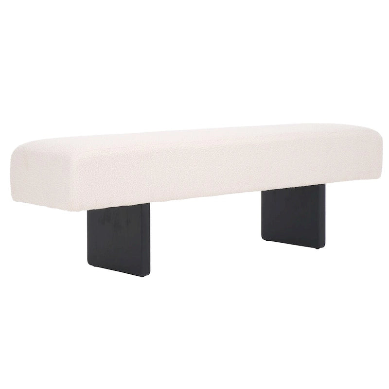 Banc rembourré en bouclette de 152 cm – Assise moderne pour entrée et chambre