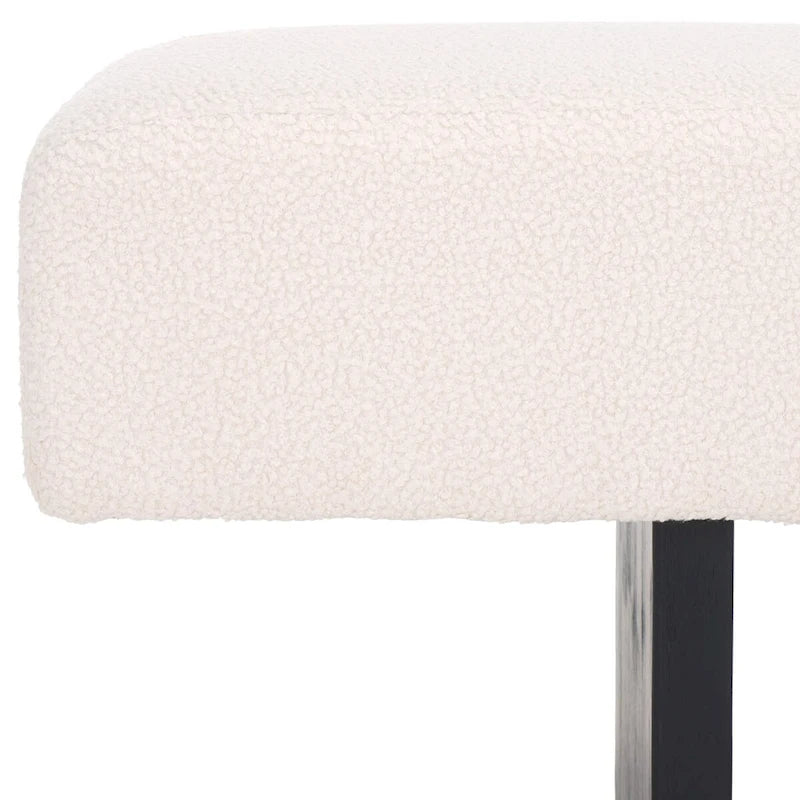 Banc rembourré en bouclette de 152 cm – Assise moderne pour entrée et chambre