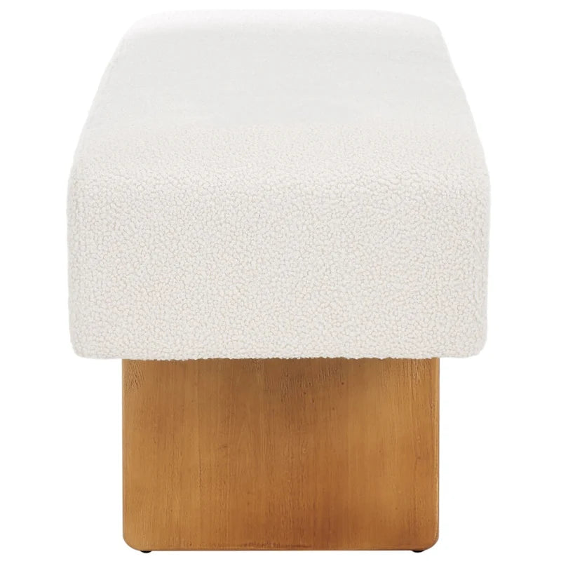 Banc rembourré en bouclette de 152 cm – Assise moderne pour entrée et chambre