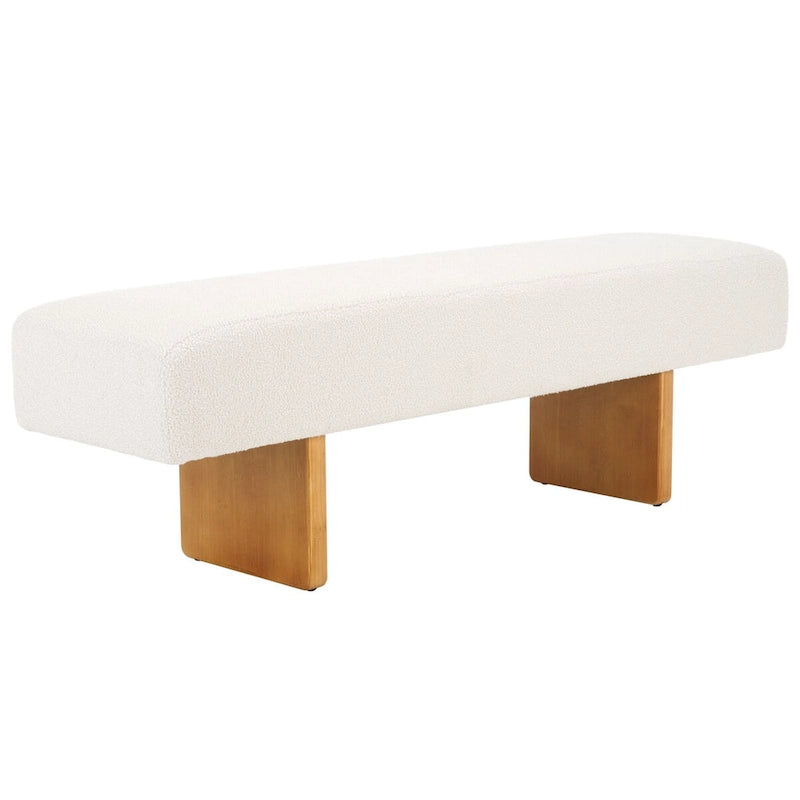 Banc rembourré en bouclette de 152 cm – Assise moderne pour entrée et chambre